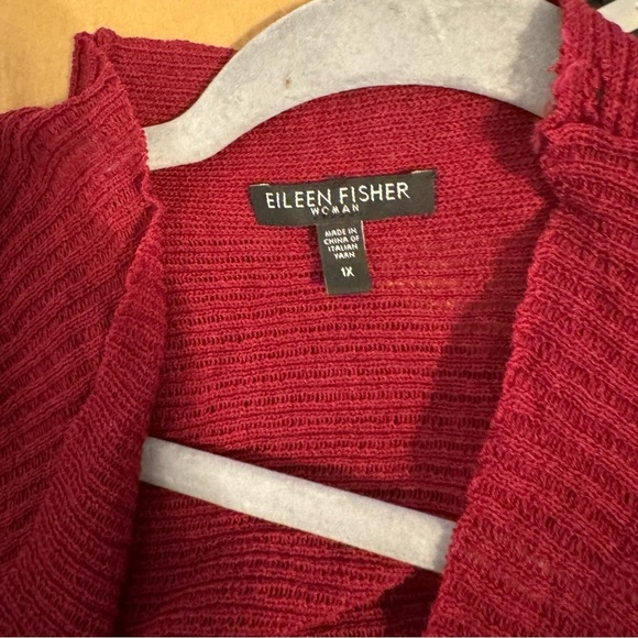 Eileen fisher open front knit cardigan sweater 1X red - Picture 5 of 8